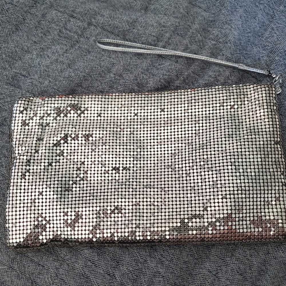 Whiting and Davis Silver Evening Clutch Wristlet